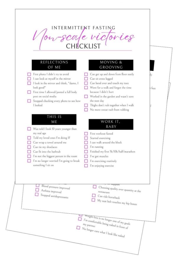 180 intermittent fasting non-scale victories checklist | SusanMetz.co